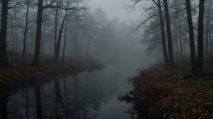 A suspenseful mystery where characters navigate through thick fog to uncover hidden secrets ai_generated