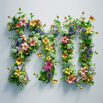 Vibrant Floral Art Spelling 'PUH' with a Variety of Flowers and Greenery