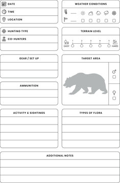 Bear Hunting Log Book - Interior 6x9