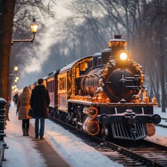 A Steam Train Chugging Through a Snow Covered Forest