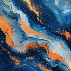 Obraz premium Vibrant Cosmic Abstraction with Orange and Blue Hues