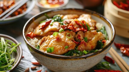 Chinese cuisine chicken and Goji berry porridge