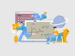 World Book Day Reading Character Flat Vector Concept Operation Hand Drawn Illustration
