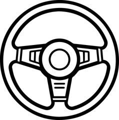 Steering Wheel black line style vector image