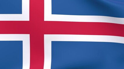 Waving flag of iceland Animation 3D render Method