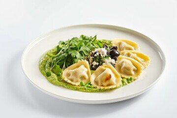 Mouthwatering Green Pea Sauce with Artichoke Ravioli