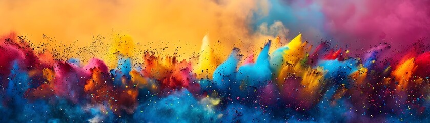 Vibrant of Indian Cultural Festivals with Colorful Paint Powder Explosions