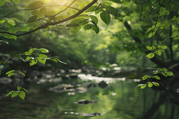 Tranquil Green Leaves in Sunlight Natures Beauty Captured
