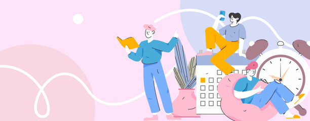 World Book Day Reading Character Flat Vector Concept Operation Hand Drawn Illustration
