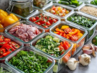 Colorful Assortment of Healthy Meal Prep Ingredients on Display for Balanced Nutrition and Clean Eating Lifestyle