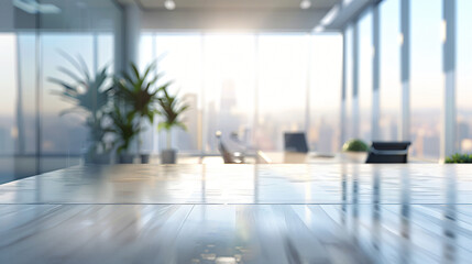 Beautiful blurred background of a light modern office