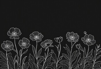 wonderful minimalistic graphic of flowers with black background