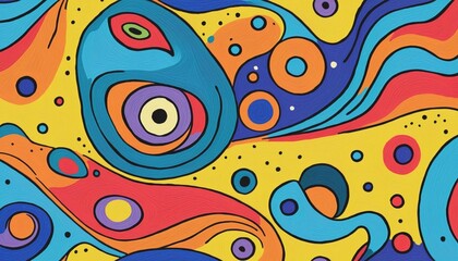 Fototapeta premium Colorful abstract hand drawn doodle pattern