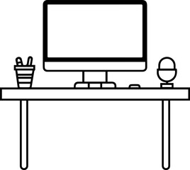 Desk table computer icon line style