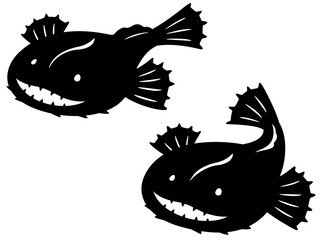 アンコウのシルエットイラスト