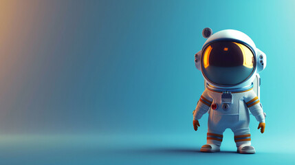 3D Astronaut: The astronaut cartoon mascot, clad in a detailed space suit with a shiny helmet, exudes a sense of adventure and exploration. This charming 3D character, with its cheerful expression.