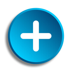 Obraz premium 3d Blue Plus Icon Button on Transparent Background – Add Symbol for UI Design, Web Interface Element, and Digital Application