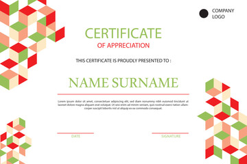 Fototapeta premium Geometric red vintage certificate template