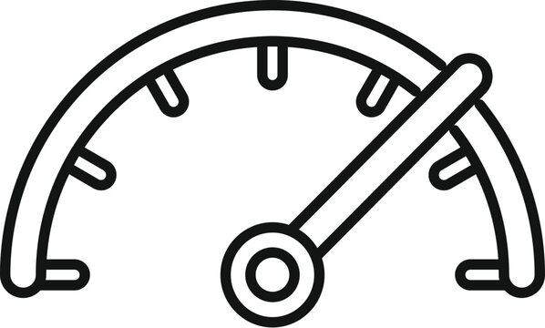 recommend clip art: Minimalist vector speedometer icon outline in black and white for web and app design, representing speed measurement and vehicle performance control