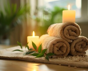 Therapeutic Massage for Stress Relief at Wellness Retreat with Candles and Greenery