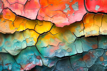 Vibrant abstract peeling paint texture