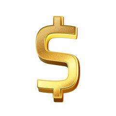 luxury golden dollar currency icon transparent png or isolated on white background