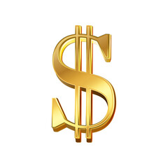 luxury golden dollar currency icon transparent png or isolated on white background