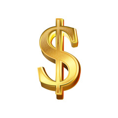 luxury golden dollar currency icon transparent png or isolated on white background