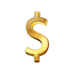 luxury golden dollar currency icon transparent png or isolated on white background