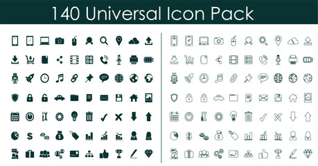 140 Universal icon Pack with black stock