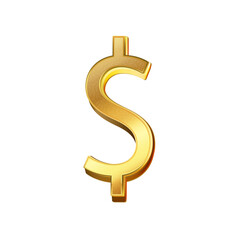 Fototapeta premium luxury golden dollar currency icon transparent png or isolated on white background
