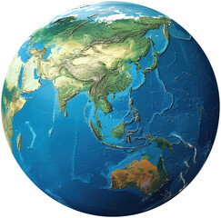Planet Earth Transparent Background : A Detailed Representation for Educational and Scientific Use