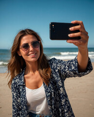Sunny Selfies: Woman Enjoying a Summer Day