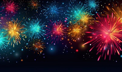 Colorful firework lights on black background, Celebration, fun