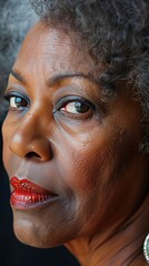 Closeup portrait of a glamorous African American woman in her 60s
