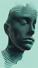 a digital image of a woman's face with wavy lines