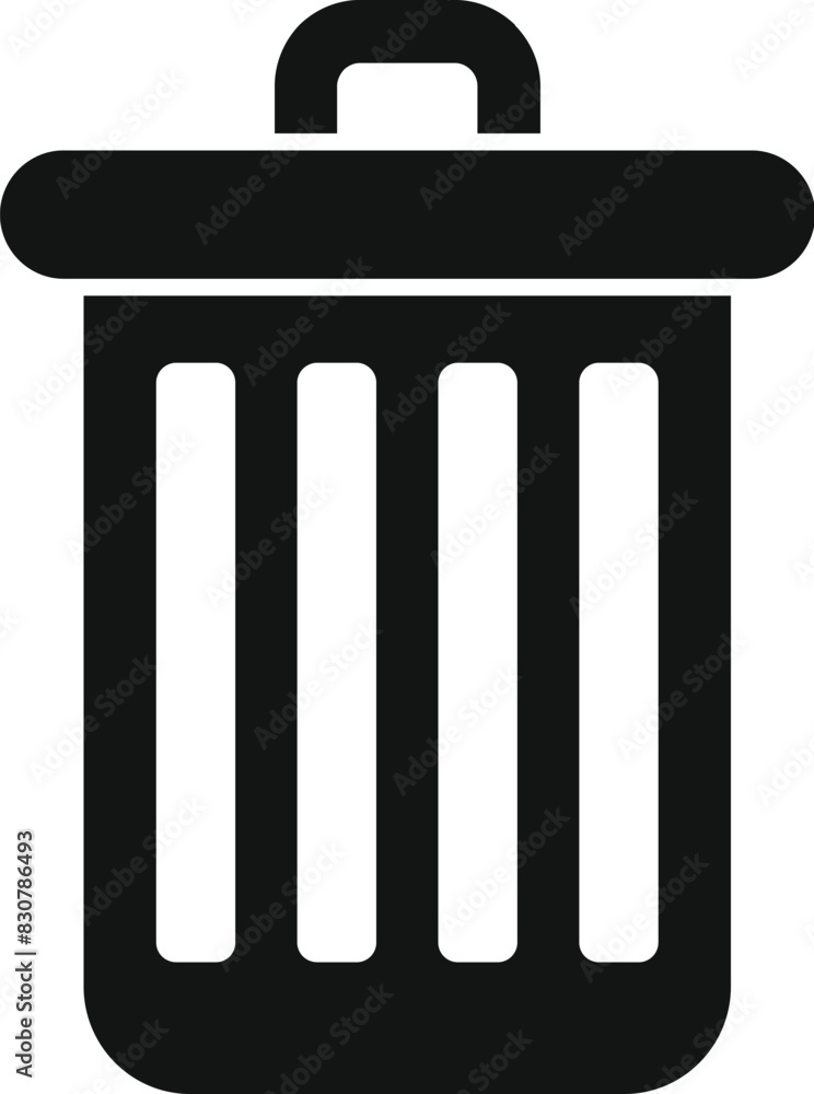 Aufkleber vector illustration of a simple black trash can icon, perfect for web and app use