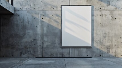 Simple mockup of a blank poster on a concrete wall with subtle space elements, ready for advertising content