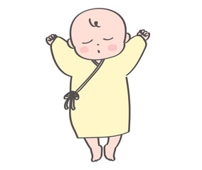 すやすや眠る新生児の赤ちゃんのイラスト