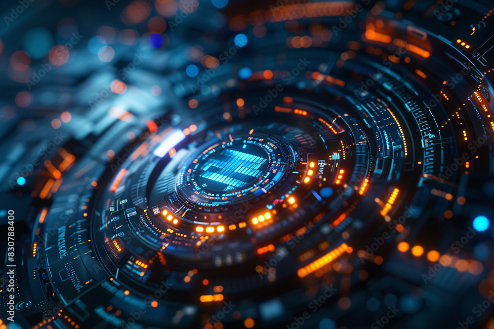 Poster next-gen tech concept with futuristic shapes and text space