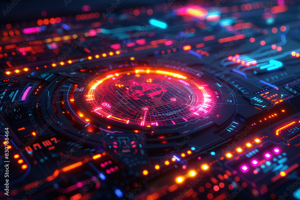 Poster next-gen tech concept with futuristic shapes and text space