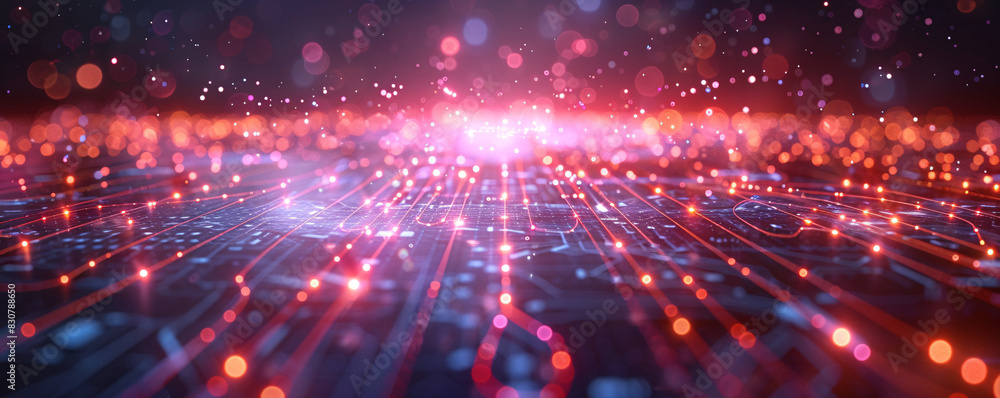 Poster quantum computing background with free space for text