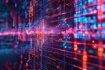 Fototapeta premium Digital transformation in finance with blank text area