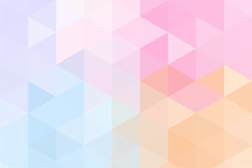 Gradient mosaic multicolor pastel background on triangle pattern. Geometric abstract soft tone pixel background. Shabby pixel.