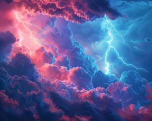 Witnessing a thunderstorm with dramatic clouds and flashing lightning Theme: stormy weather - Powered by Adobe