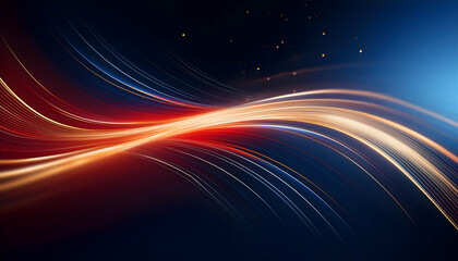 abstracts multi color dark blue, red gold neon light visual geometry motion cyber graphic technology digital concept
