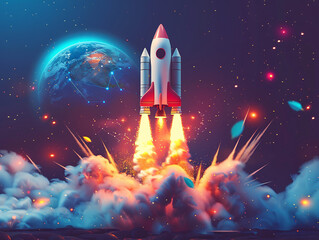 Fototapeta premium Tech startup concept with virtual elements and text area