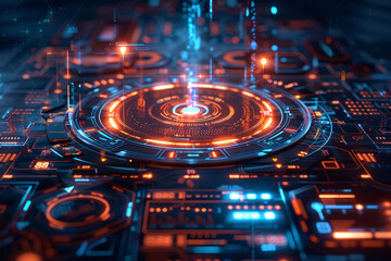 Cutting-edge technology with futuristic icons and text spot