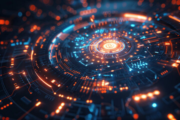 Cutting-edge technology with futuristic icons and text spot