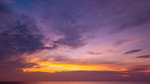 Beautiful Time lapse of Majestic sunset sky landscape,Amazing light of nature cloudscape sky and Clouds moving away rolling.Colorful dark sunset or sunrise cloud, Footage timelapse Travel background